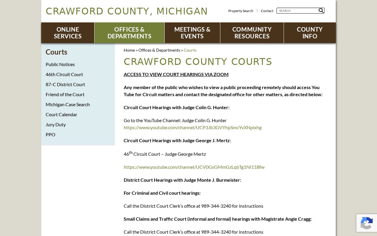 Crawford County criminal court case offices and court information
