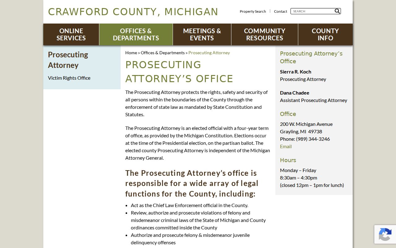 Crawford County prosecutor information for criminal court cases